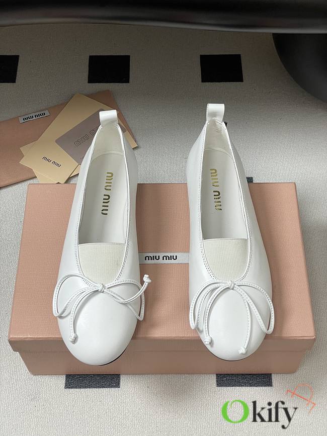 Okify MiuMiu White Bow Ballet Shoes EU35-40  - 1