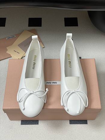 Okify MiuMiu White Bow Ballet Shoes EU35-40 