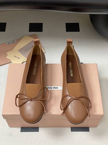 Okify MiuMiu Brown Bow Ballet Shoes EU35-40 