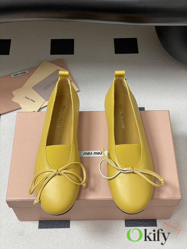 Okify MiuMiu Yellow Bow Ballet Shoes EU35-40  - 1