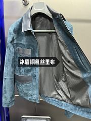 Okify Blue Suede And Leather Jacket S-XL  - 4