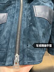 Okify Blue Suede And Leather Jacket S-XL  - 6