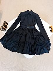 Okify Louis Vuitton Belted Tiered Shirt Dress In Black S-XL 1AIAOZ - 1