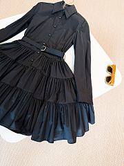 Okify Louis Vuitton Belted Tiered Shirt Dress In Black S-XL 1AIAOZ - 4