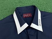 Okify Gucci Cotton Poplin Shirt In Navy Blue S-2XL  - 3
