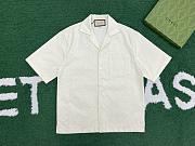 Okify Gucci Set Of White Linen Blend GG Canvas Shirt And Shorts S-XL - 3