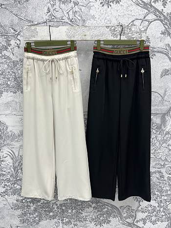 Okify Gucci Double Waist Wide Leg Pants In Black Or White SML 