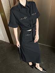 Okify Gucci Set Of Black Lace Up Shirt And Skirt SML - 4
