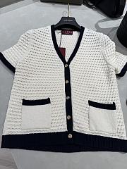 Okify Gucci Fine Cotton Crochet Cardigan In White And Blue S-XL  - 2