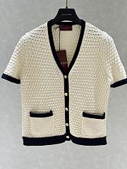 Okify Gucci Fine Cotton Crochet Cardigan In White And Blue S-XL  - 1