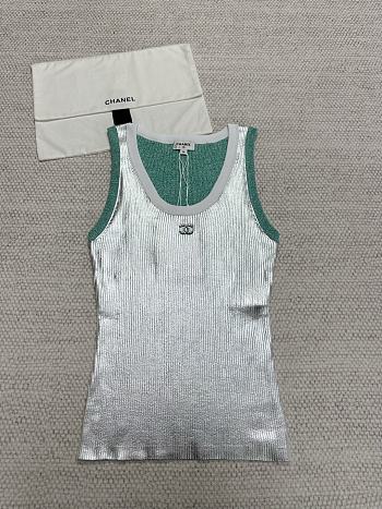 Okify CC Silver And Green Mint Tank Top SML