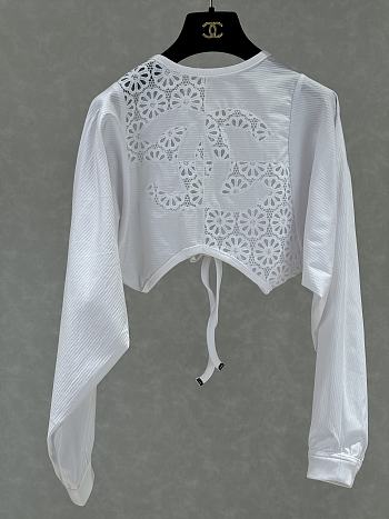 Okify CC Lace Hollow Backless Top In White 