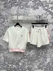 Okify Dior Set Of Sporty Top And Shorts In White And Pink SML - 1