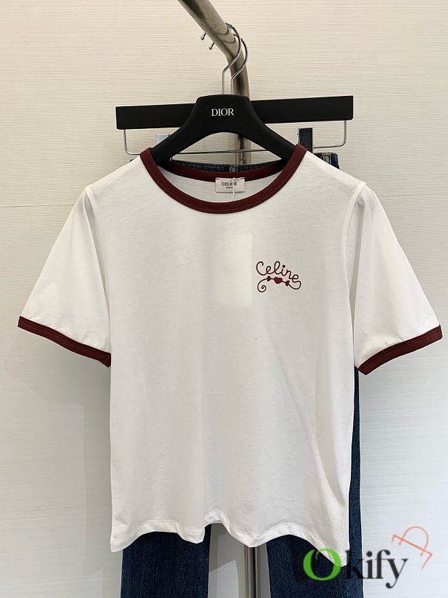 Okify Celine White And Red T-shirt SML  - 1