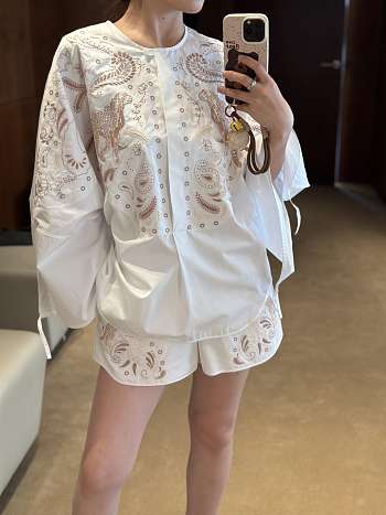 Okify Hermes Set Of Embroidery Top And Shorts 