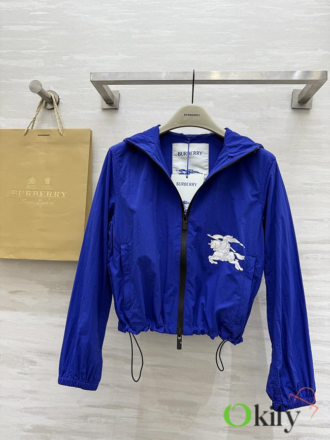 Okify Burberry Blue Short Hooded Sun Protection Jacket S-2XL  - 1