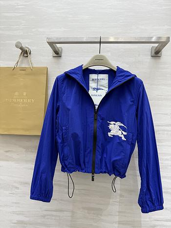 Okify Burberry Blue Short Hooded Sun Protection Jacket S-2XL 