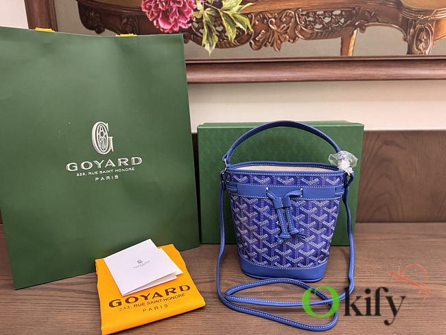 Okify Goyard Petit Flot Mini Bucket Bag In Dark Blue 17.5x12x10cm - 1