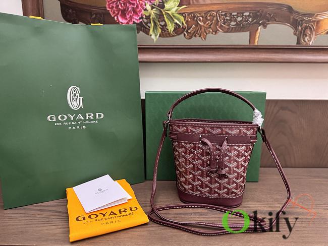 Okify Goyard Petit Flot Mini Bucket Bag In Dark Red 17.5x12x10cm - 1