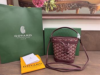 Okify Goyard Petit Flot Mini Bucket Bag In Dark Red 17.5x12x10cm