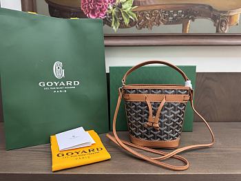 Okify Goyard Petit Flot Mini Bucket Bag In Black And Tan 17.5x12x10cm