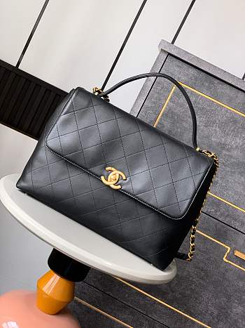 Okify CC Flap Bag With Top Handle In Black 37cm 