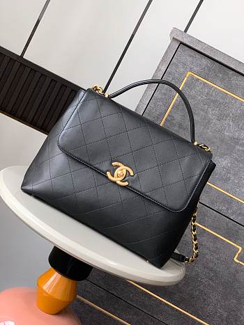 Okify CC Flap Bag With Top Handle In Black 25cm 