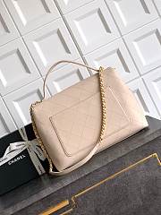 Okify CC Flap Bag With Top Handle In Beige 37cm  - 4