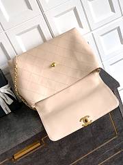 Okify CC Flap Bag With Top Handle In Beige 37cm  - 2