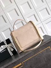 Okify CC Flap Bag With Top Handle In Beige 33cm  - 5
