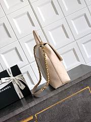 Okify CC Flap Bag With Top Handle In Beige 33cm  - 4