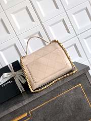 Okify CC Flap Bag With Top Handle In Beige 25cm - 6