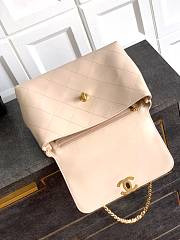 Okify CC Flap Bag With Top Handle In Beige 25cm - 3
