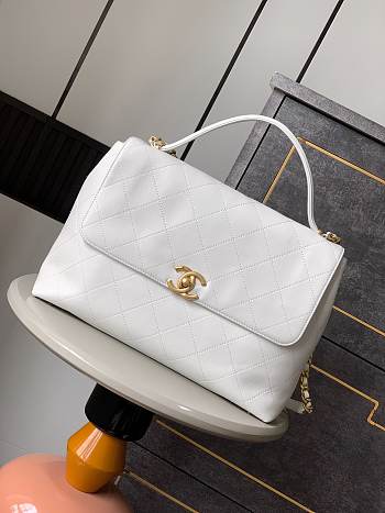 Okify CC Flap Bag With Top Handle In White 37cm 
