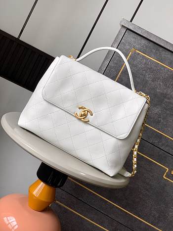Okify CC Flap Bag With Top Handle In White 33cm 