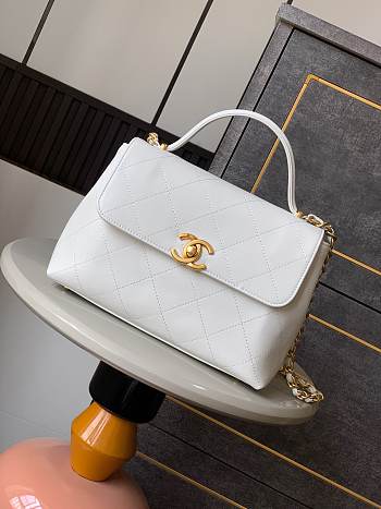 Okify CC Flap Bag With Top Handle In White 25cm 