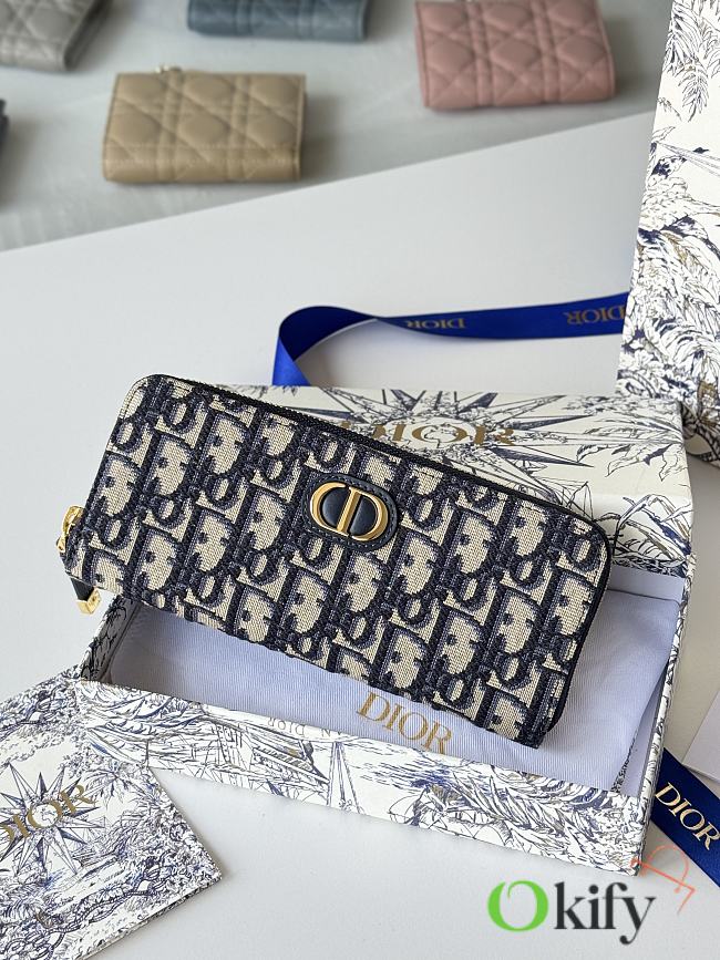 Okify Dior Oblique Long Wallet In Dark Blue 19.5x10.5x3cm - 1