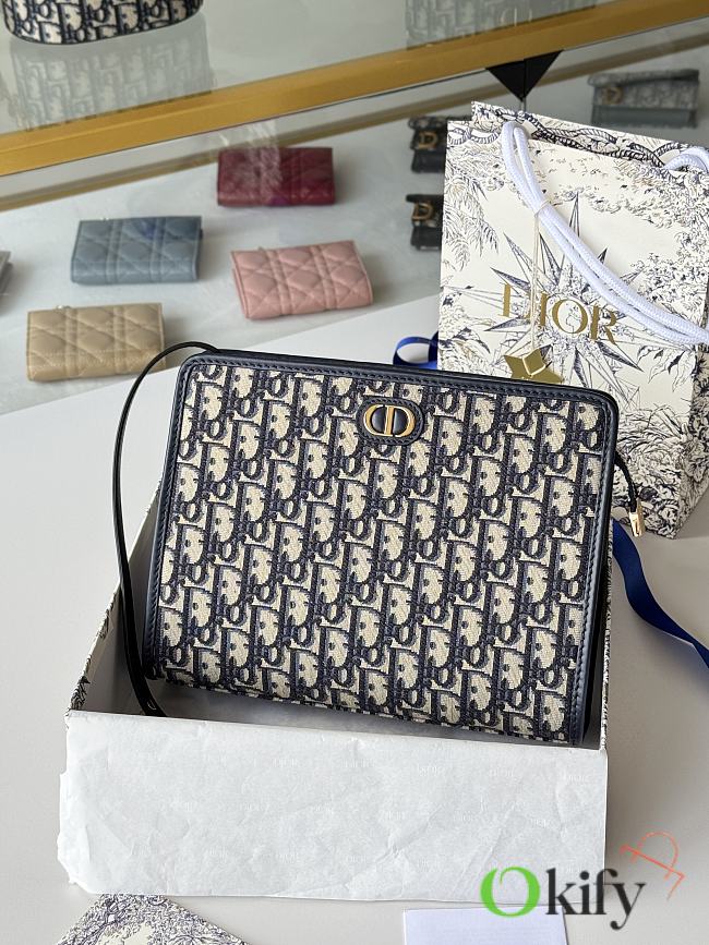 Okify Dior 30 Montaigne Dea Pouch In Dark Blue 26x19.5x7cm - 1