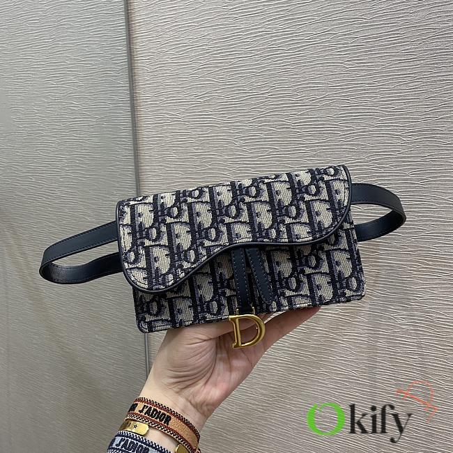 Okify Dior Waist Bag In Blue Oblique 17x10x3.5cm - 1