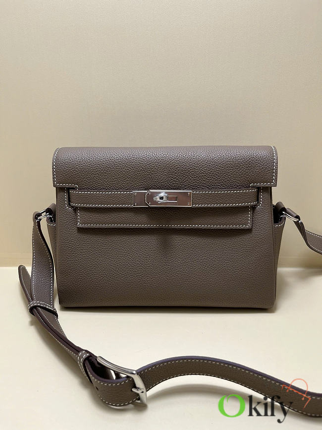 Okify Hermes Kelly Messenger PM Bag In Gray 27x19x10cm  - 1