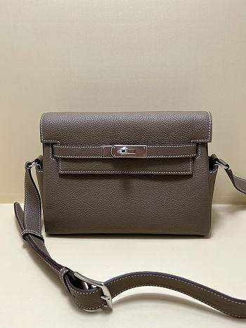 Okify Hermes Kelly Messenger PM Bag In Gray 27x19x10cm 