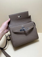 Okify Hermes Kelly Messenger PM Bag In Gray 27x19x10cm  - 2