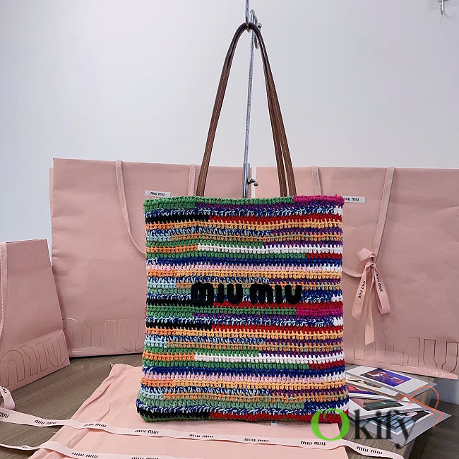 Okify MiuMiu Crochet Colorful Tote Bag 30x38cm  - 1