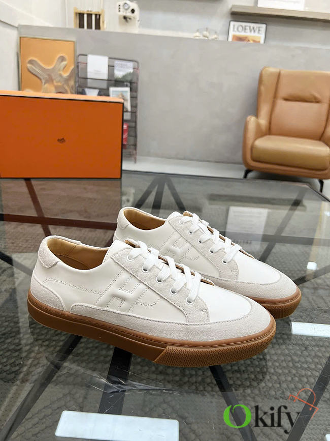 Okify Hermes White Sneakers 24113 - 1