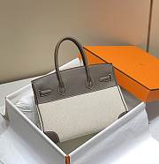 Okify Hermes Birkin 30 Bag In Gray Swift And White Canvas  - 5