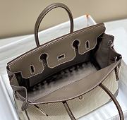 Okify Hermes Birkin 30 Bag In Gray Swift And White Canvas  - 4