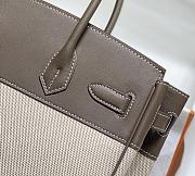 Okify Hermes Birkin 30 Bag In Gray Swift And White Canvas  - 3