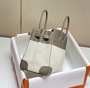 Okify Hermes Birkin 35 Bag In Gray Swift And White Canvas  - 5