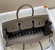 Okify Hermes Birkin 35 Bag In Gray Swift And White Canvas  - 4