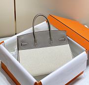 Okify Hermes Birkin 35 Bag In Gray Swift And White Canvas  - 2